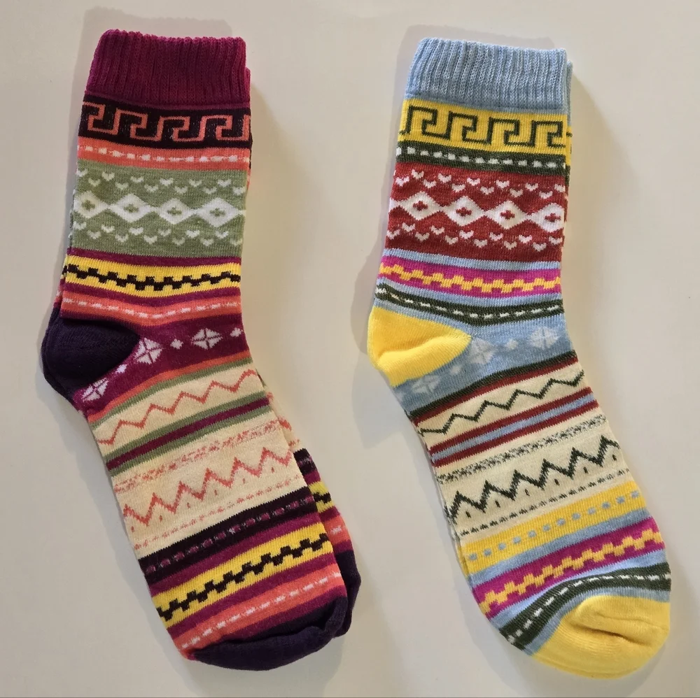 🍒🍒 Colorful Patterned Mid Tube Socks- Purple, Blue